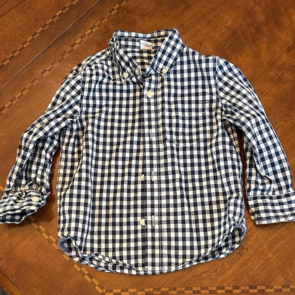 GAP Navy and White Checkered Kids’ Button Down Shirt